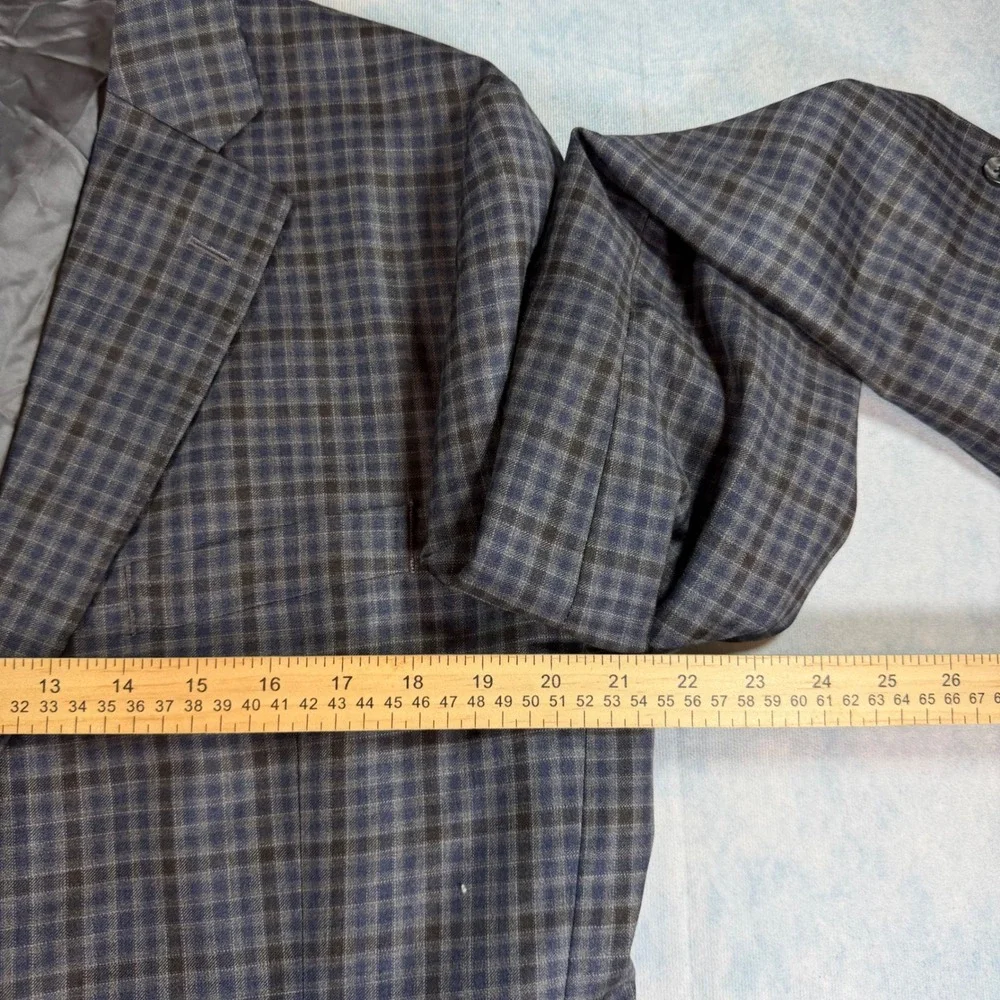 Brooks Brothers Blazer Mens 46R Blue Check Reda Italian Wool Slim Unstructered